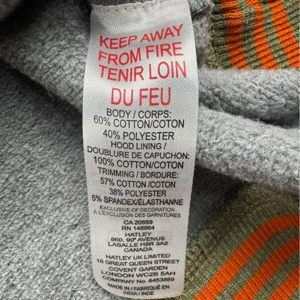 Hatley little blue house Gray and Olive Hoodie with Orange Accents size medium - Picture 5 of 10